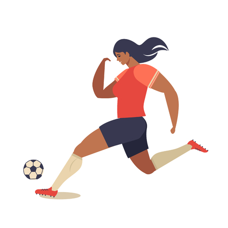 Womens European football, soccer player flat vector illustrationのイラスト素材