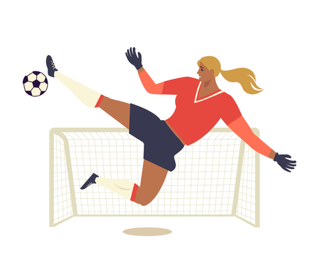 Womens European football, soccer player flat vector illustrationのイラスト素材