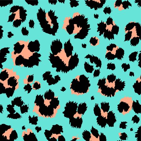 Leopard pattern design funny drawing seamless pattern. Lettering poster or t-shirt textile graphic design wallpaper, wrapping paperのイラスト素材
