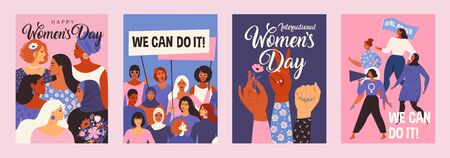 International Womens Day. Vector templates for card, poster, flyer and other usersのイラスト素材