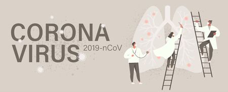 Virus diagnosis and patient treatment abstract concept vector illustration. Coronavirus test kit, coronavirus patient isolation quarantine and treatment, vaccine development abstract metaphor.のイラスト素材