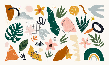 The huge set of hand drawn various shapes and doodle objects. Abstract contemporary modern trendy vector illustration. All elements are isolatedのイラスト素材