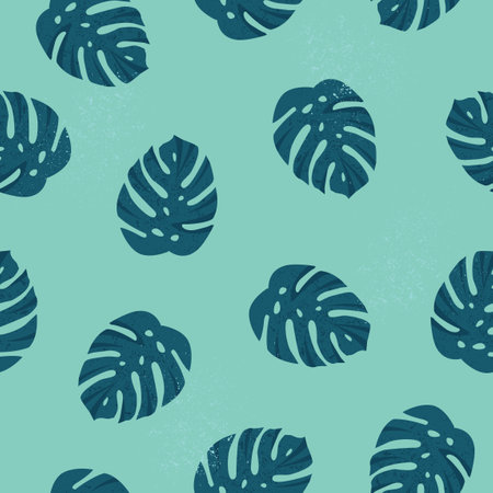 Modern floral pattern with monstera leaves in vector. Seamless surface design.のイラスト素材