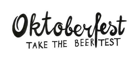 Munich Beer Festival Oktoberfest handwritten text with line art illustration. Poster, banner, website, printing for beer party.の写真素材