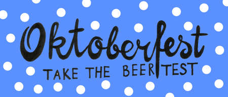 Munich Beer Festival Oktoberfest handwritten text with line art illustration. Poster, banner, website, printing for beer party.の写真素材