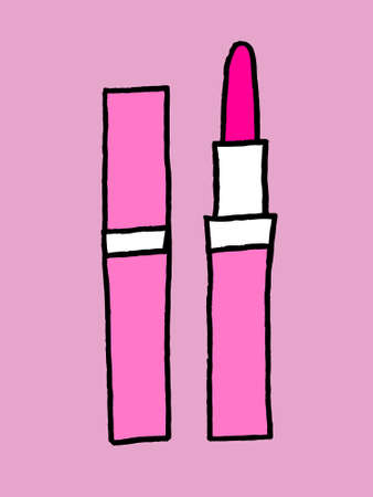 Beauty cosmetics make up. Lipstick, mascara, eyelashes. Handwritten lettering. The concept of the problem of pollution. The image of plastic objects.の写真素材