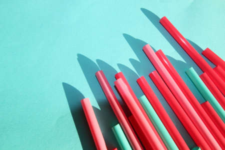 Mixed vivid color of stick . Blue backgroundの写真素材