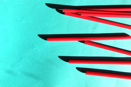 Mixed vivid color of stick . Blue backgroundの写真素材