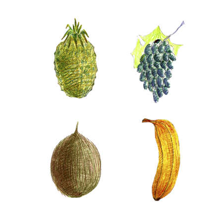 Watercolor set with red apples, full and halves isolated on white backgroundの写真素材