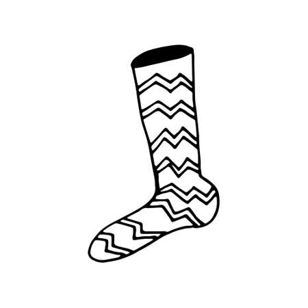 Winter hand drawn set. Hat, socks, mittens, Christmas tree, envelope, letter, gift, gift box isolated hand drawn elements. For winter illustrations, patterns postcards invitationsの写真素材