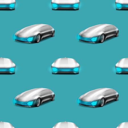 Driverless Autonomous Self driving mini bus. Driverless electric future transport.の写真素材