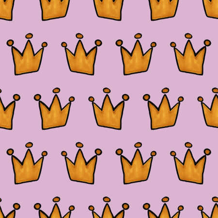 rabbit illustration with crown for apparelの写真素材