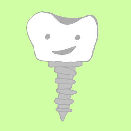 Cute happy cartoon tooth being cleaned with brush, and water, showing thumb up. Hand drawn line art cartoon vector illustration.のイラスト素材