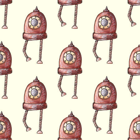 Watercolor cute robots set illusの写真素材