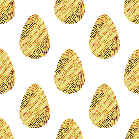Set of multi-colored Easter eggs. Watercolor drawing