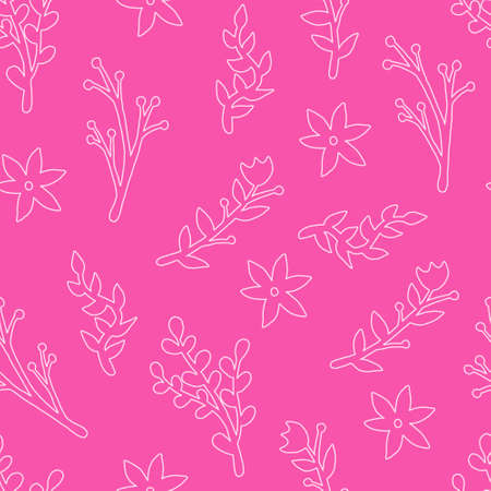 Set of flat flower icons in silhouette isolated on white. Simple retro designs in black and white. Seamless background pattern for gift wrapping paper, textiles, wallpaper.のイラスト素材