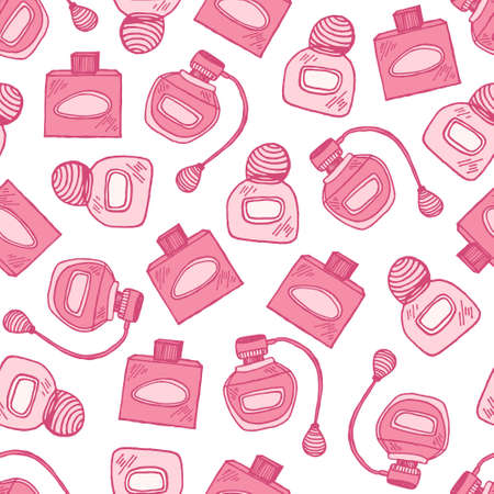 Skin care cosmetic hand drawn vector illustration. Cream, parfume, Serum drop and Face gel or lotion icons. 24 hour face care cream protection. Medical skin cosmetic.のイラスト素材