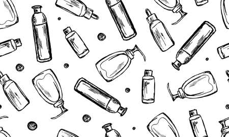 Skin care cosmetic line icons. Cream, Serum drop and Face gel or lotion icons. Uv protection. Oil, Vitamin E and Collagen symbols.のイラスト素材