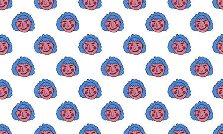 cartoon face vector people. Hand drawn line art illustration. Human emotions doodle setのイラスト素材