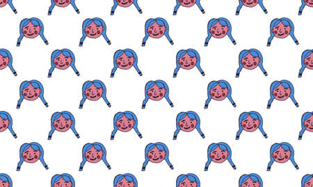 cartoon face vector people. Hand drawn line art illustration. Human emotions doodle setのイラスト素材