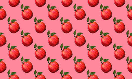 Hand drawn bright watercolor fruit seamless pattern. Food illustration with lemon, banana, avocado, peachの写真素材