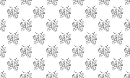 Beautiful colorful butterfly isolated on a white background. Hand drawing sketchのイラスト素材