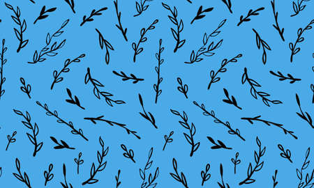 black and white spring branches on a white background. Can be used for print and design. putter illustrationの写真素材