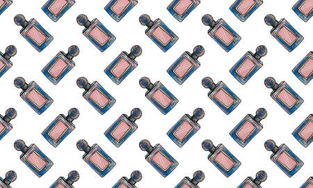 Eau de parfum. painted on a white background in watercolor. patter illustration.の写真素材