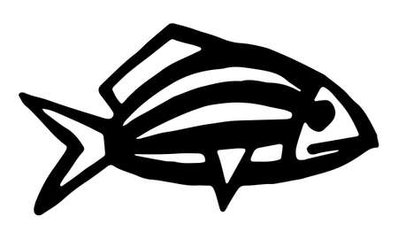 Hand drawn watercolor tropical red striped fishの写真素材