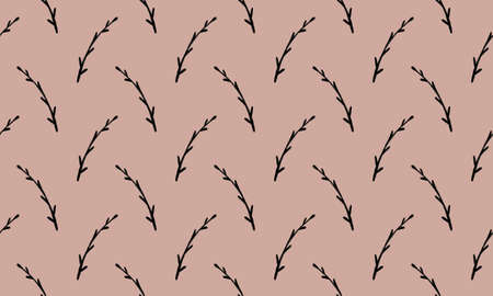 Seamless pattern with hand drawn plant branches. Fabric or textile print template. Floral design...