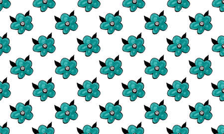 Seamless pattern with hand drawn flower heads. Textile and fabric print template. Floral design element. Spring and summer symbolの写真素材