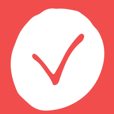 Hand drawn vector outline illustration of tick icon. Website and social network design element. Internet button templateのイラスト素材