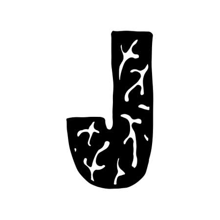 Hand dawn vector letter J isolated on white background. English alphabet capital letters with floral design. Beautiful spring illustration. Typography templateのイラスト素材