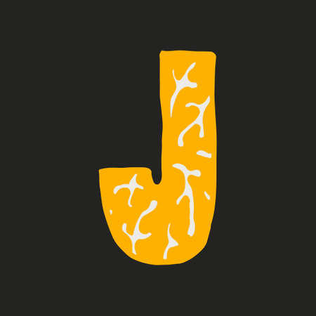 Hand dawn vector letter J isolated on dark background. English alphabet capital letters with floral design. Beautiful spring illustration. Typography templateのイラスト素材