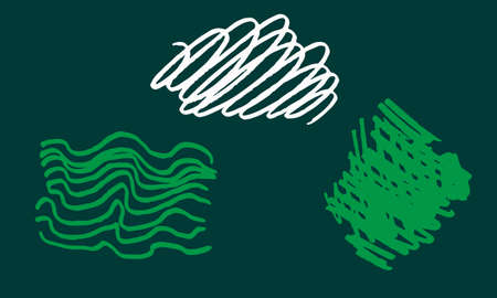 Vector freehand scribble collection isolated on green background. Hand drawn abstract illustration. Texture of writing materials. Handwritten doodles and pencil strokesのイラスト素材