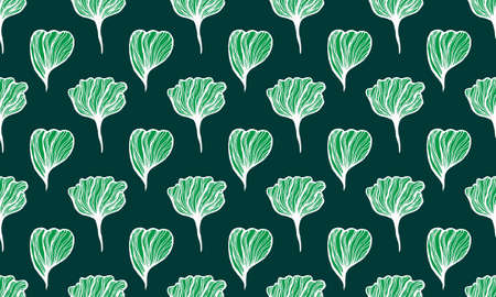 Botanical seamless pattern. Silhouette of hand drawn flower petals. Line art vector illustration. Element for greeting card, poster or wedding invitation designのイラスト素材