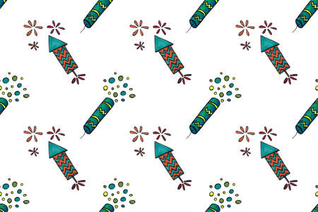 Petard hand drawn illustration. Object for holiday celebration. Festive firework isolated on white...