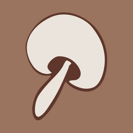 Vector doodle illustration of champignon mushroom. Hand drawn healthy farm vegetable isolated on white background. Organic veggie grown in the garden.のイラスト素材