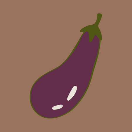 Vector doodle illustration of eggplant or aubergine. Hand drawn healthy farm vegetable isolated on white background. Organic veggie grown in the garden.のイラスト素材