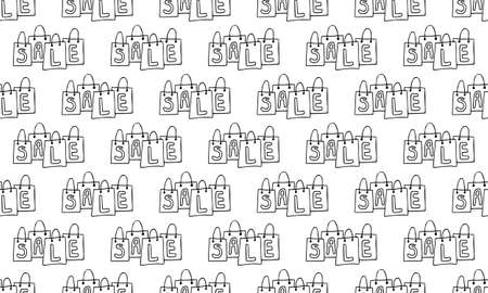 Vector template for black friday web banner or poster. Hand drawn doodle illustration of sale and discount icons. Online shoppingのイラスト素材