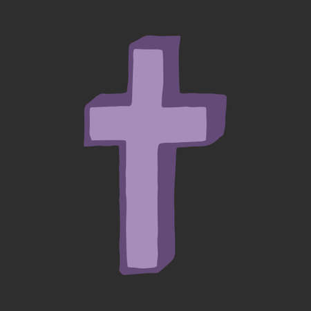 Halloween vector illustration. Hand drawn cross isolated on black background. Spooky element for banner, poster, invitation or festive decorationのイラスト素材