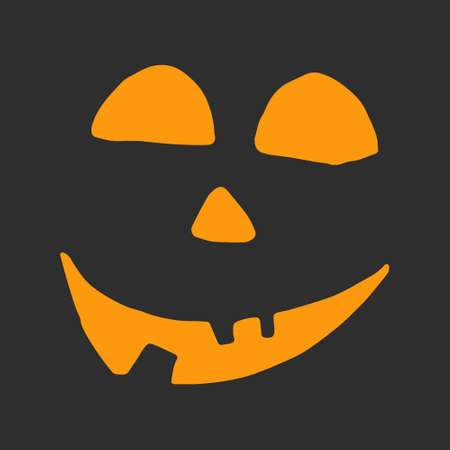 Halloween illustration. Hand drawn scary face isolated on black background. Spooky character for banner, poster, invitation or festive decorationのイラスト素材