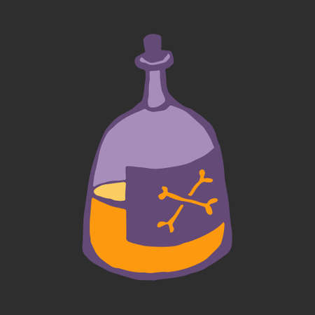 Halloween vector illustration. Hand drawn potion isolated on black background. Spooky element for banner, poster, invitation or festive decorationのイラスト素材
