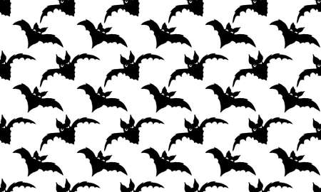 Halloween illustration. Hand drawn seamless pattern with bats. Spooky elements for banner, poster, invitation or festive decorationのイラスト素材