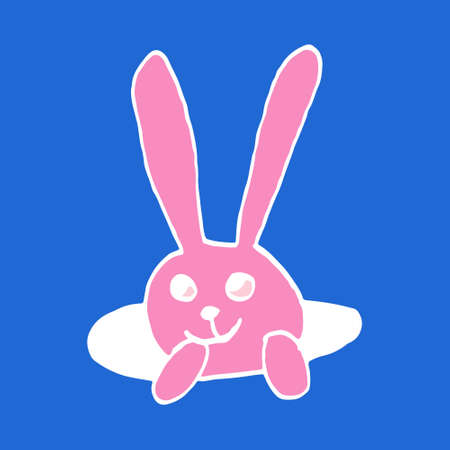 Cute Easter bunnies. Hand drawn vector illustration in doodle style. Festive characters. Line art...