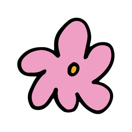 Hand drawn doodle flower head illustration. Simple floral element isolated on white backgroundのイラスト素材