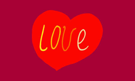 Hand drawn quotation about love. Handwritten text isolated on red background. Lettering composition for valentines day greeting card or posterのイラスト素材