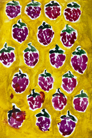 Watercolor pattern with fruit. Fresh summer illustration. Ripe healthy fruit. Harvesting season....