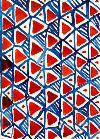 Abstract geometric pattern. Watercolor illustration with hand drawn geometry shapes.