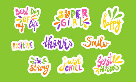 Hand drawn positive phrase. Vector illustration isolated on white background. Template for greeting card, banner or poster, t-shirt print. Collection of inspirational quotationsのイラスト素材